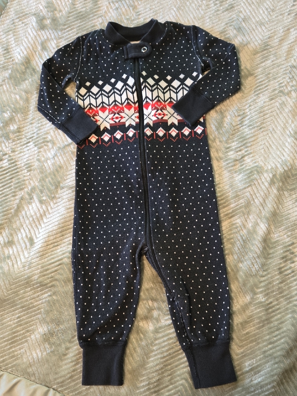 Hanna Anderssen Kids Black One-Piece Romper with Fair Isle Pattern